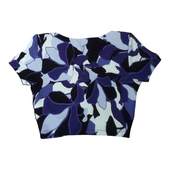 OFFLINE by aerie NWOT Women’s Real Me Ruched Crop T Shirt Small Blue Black Print - Picture 6 of 10